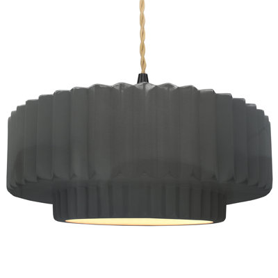 Gela 1-Light Ceramic and Metal Drum Pendant
