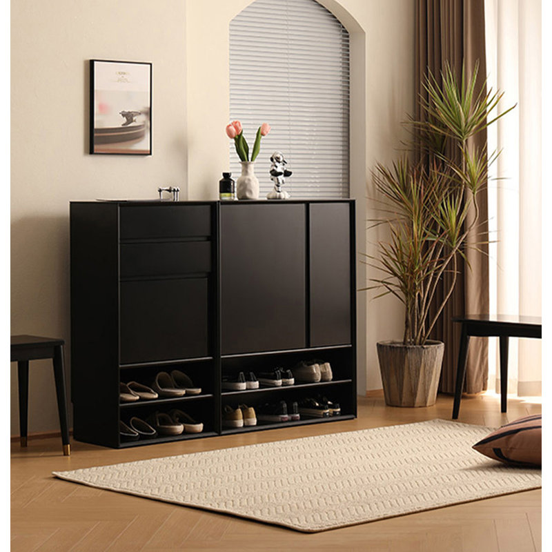Minimalist modern multifunctional solid wood shoe cabinet