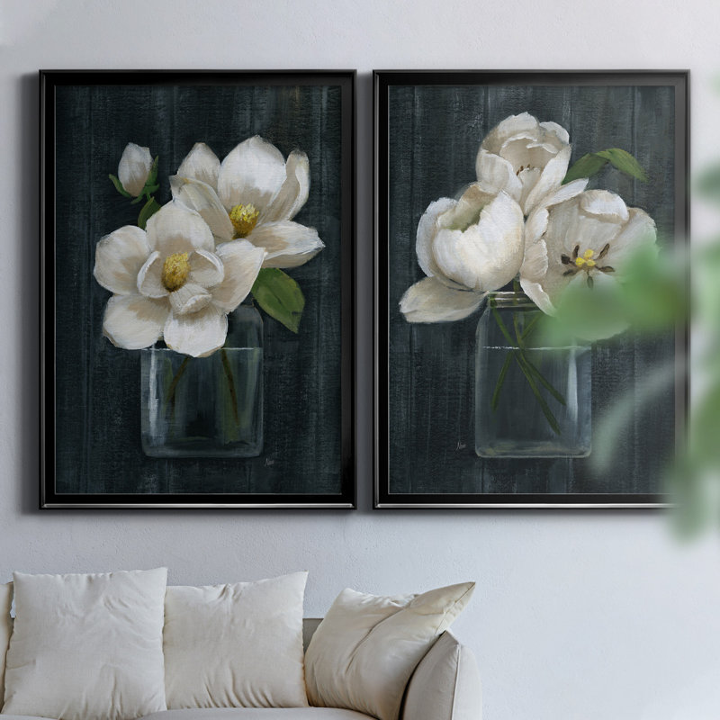 «Chalkboard Beauty I», ensemble de 2 reproductions d'art, H 22,5 po x l 61 po x P 3 po, Toile avec cadre noir, Pas de tapis