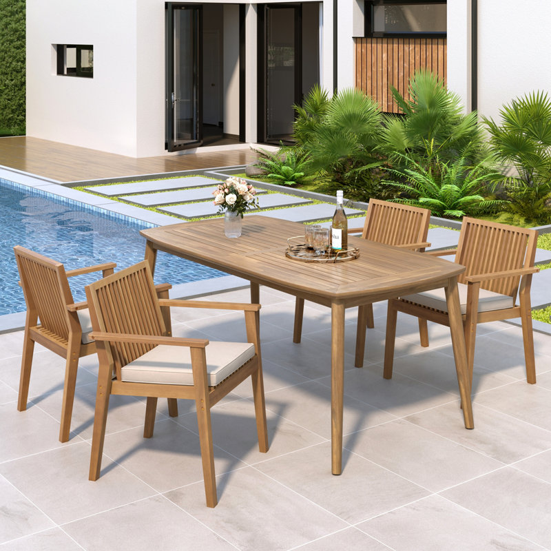 Ensemble repas d'extérieur en bois d'acacia, 4