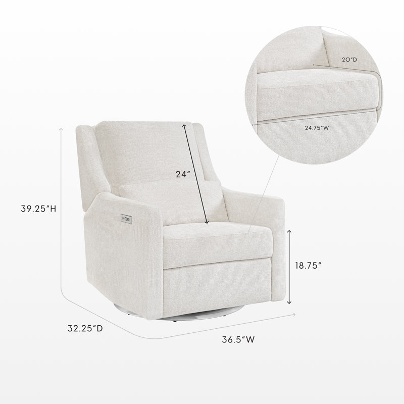 Seoul Power Recliner With USB-C Charging Ports, Nightlight & Lumbar Pillow, Sand, Ivory
