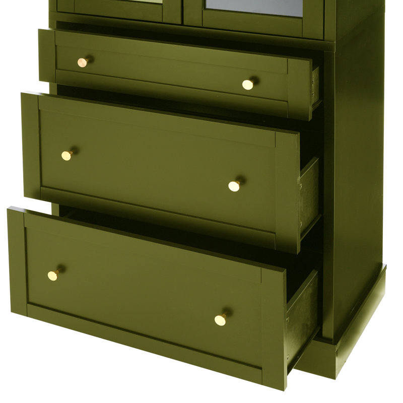 Tall Bathroom Cabinet With 3 Drawers, Green