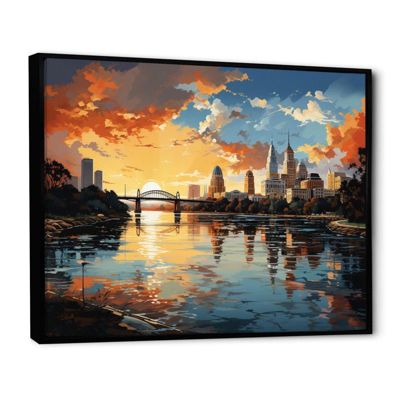 «City Austin Popart III», reproduction sur toile, Cadre flottant noir, H 30 po x l 40 po x P 1,5 po