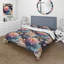 Ensemble de housse de couette motif floral à motif cachemire bleu et rose-1615895208