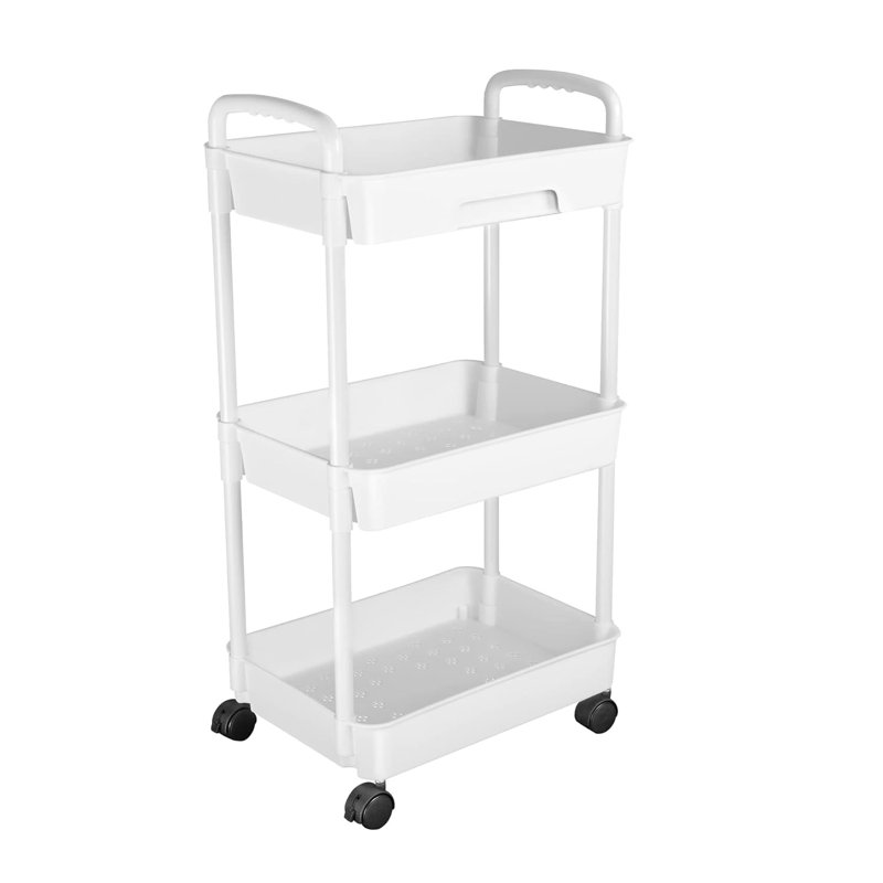 Organisateur de rangement pour chariot roulant utilitaire avec tiroir, roues verrouillables, conception rotative à 360 °