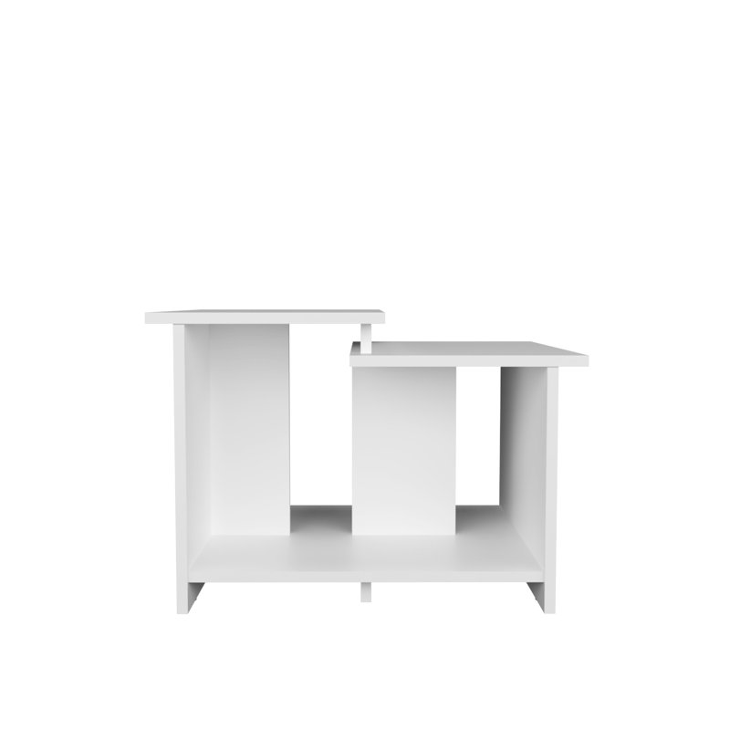 Table basse polyvalente blanche avec tablette ouverte pour différentes pièces en matériau rectangulaire, Blanc