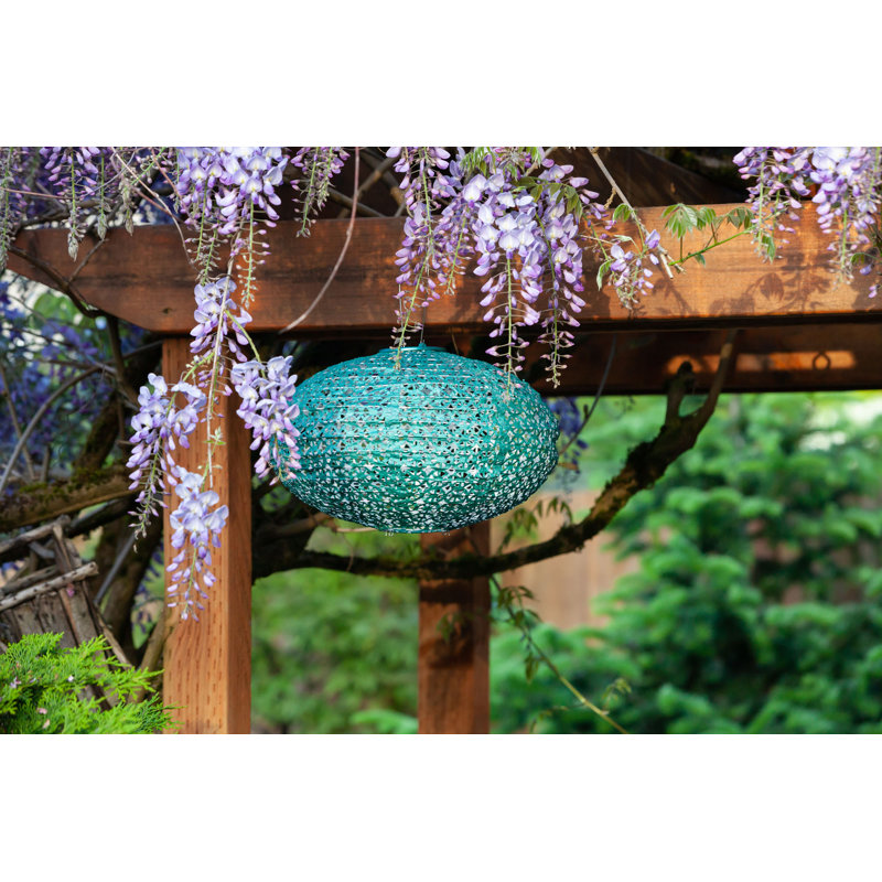 Emerald Green 14" Vintage Solar Powered Outdoor Lantern