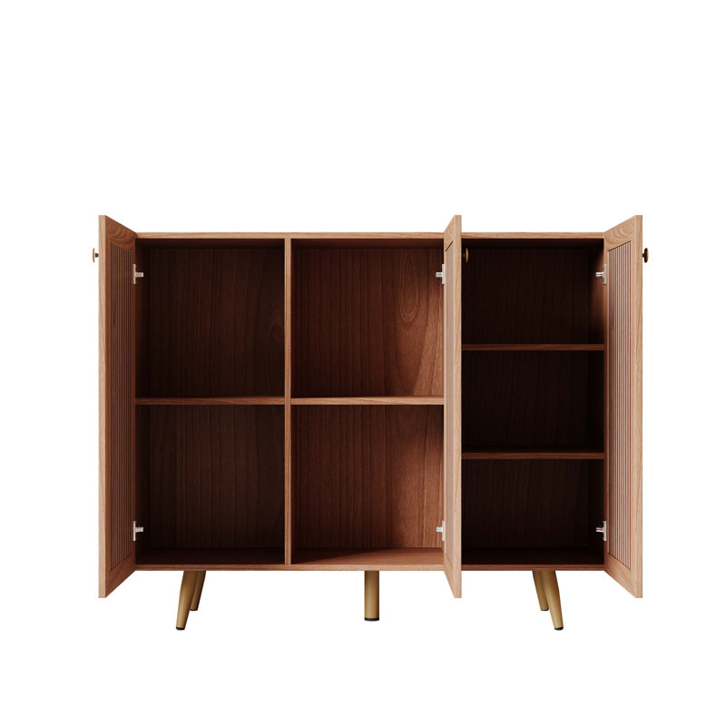 Armoire de rangement avec trois portes, buffet en bois avec tablette réglable, armoire à café en bois, armoire de cuisine