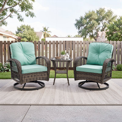 Baecher 2-Person Resin Wicker Swivel Glider Outdoor Seating Group