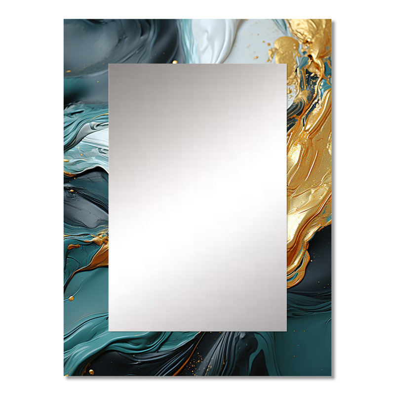 Or et vert, cascade de marbre blanc IV, 32 po x 24 po