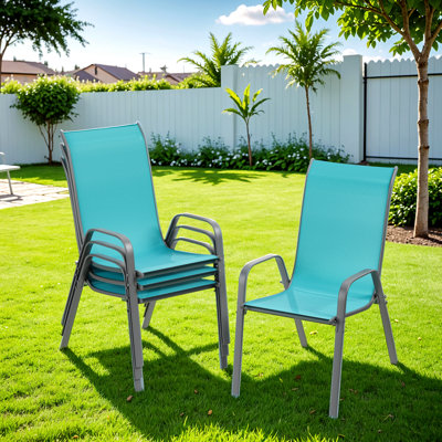 Melisa Patio Chairs Set Of 4, Outdoor Textilene Stackable Dining Chairs （Set of 4）
