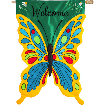 Drapeau de jardin en polyester à 2 côtés Swallowtail Butterfly Welcome