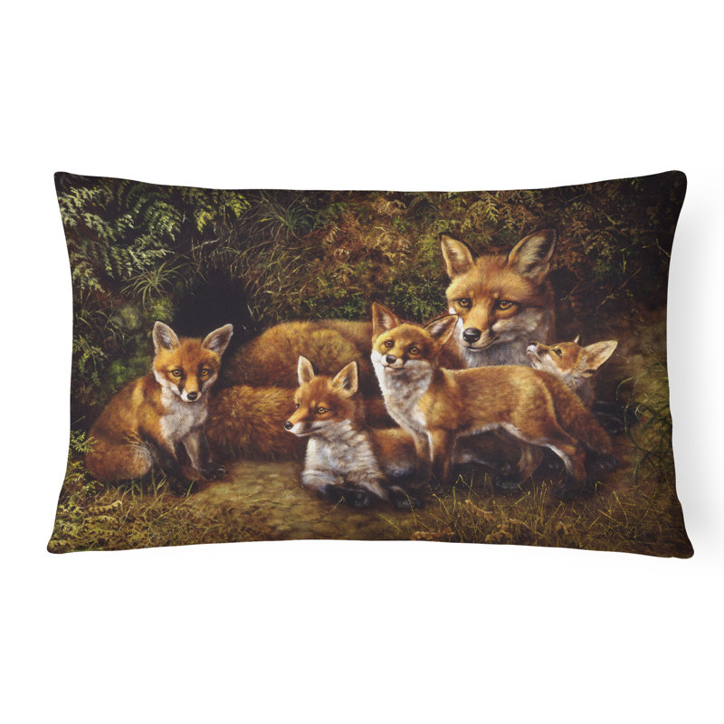  Coussin intérieur / extérieur en tissu Fox Family Foxes par Daphne Baxter