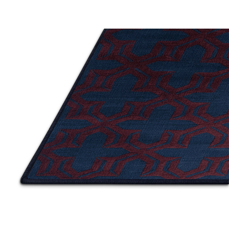 Tapis gris en treillis lavable à la machine, Rond 6 pi