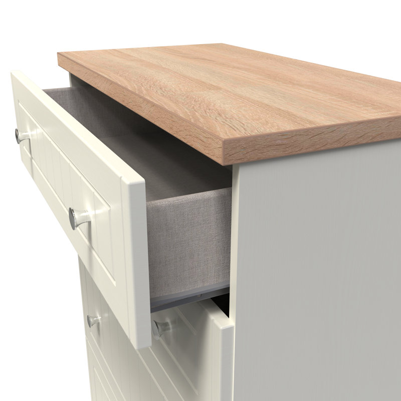 Fully Assembled Mitsuwa 4 - Drawer Chest of Drawers, Cream Ash/Oak