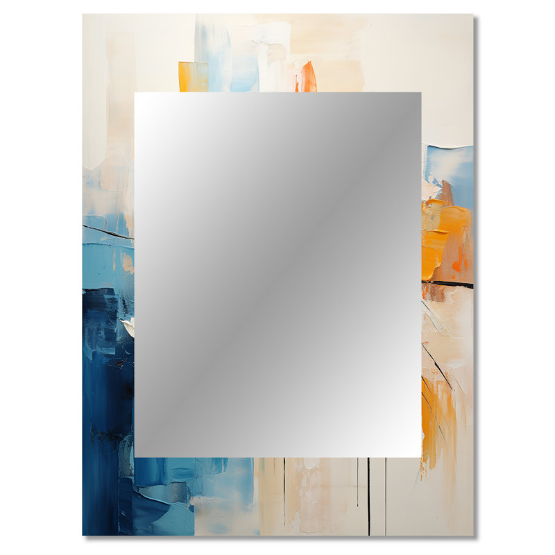 Papier Euphoria I - grand miroir mural abstrait, miroir décoratif orange, impression d'art en métal, 40 po x 30 po