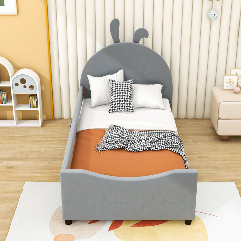 Lit plateforme tapissier Allinah, gris