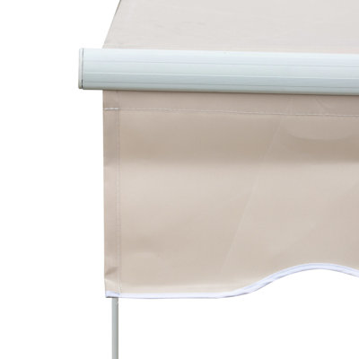 Beige Patio Retractable Awning 8' X 7' - Manual Sun Shade Deck Window Cover, Adjustable To Adjust & Heat Dynamics Awning, Adjustable, , Frame