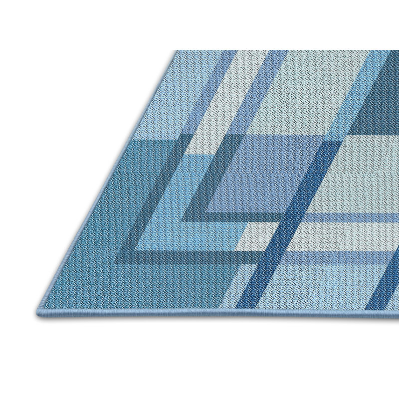 Tapis bleu ciel à motifs, Rectangle 5 pi x 7 pi