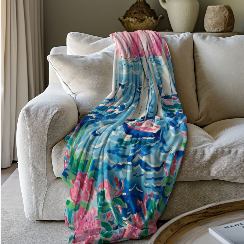 Motif de balise maritime - 1 pièce Sherpa Premium, L 60 po x L 80 po, Scènes de mer BCBG