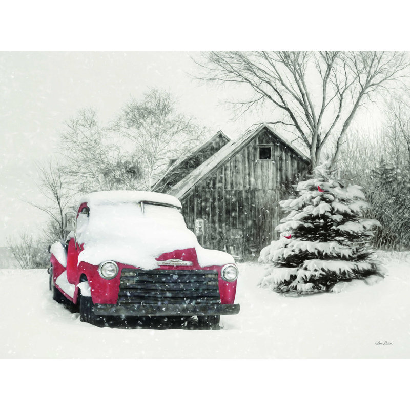 " Red Chevy In Snow ", 30" H x 40" W  