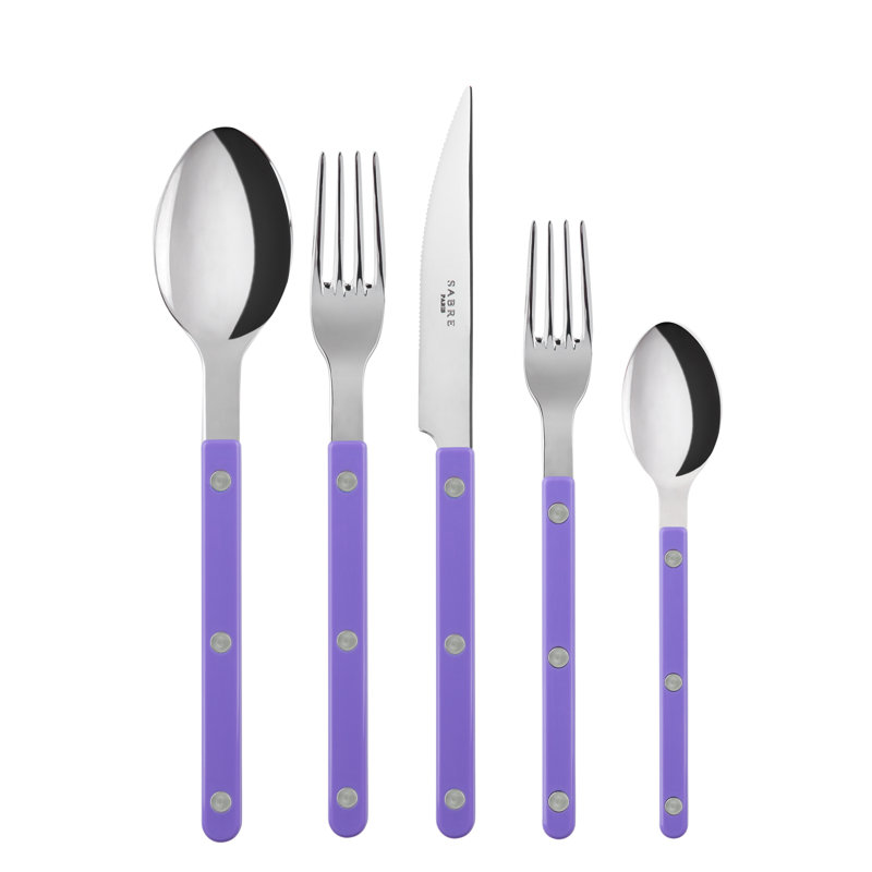 Bistrot Solid 5 - Piece Stainless Steel Flatware Set - Service for 1, Purple