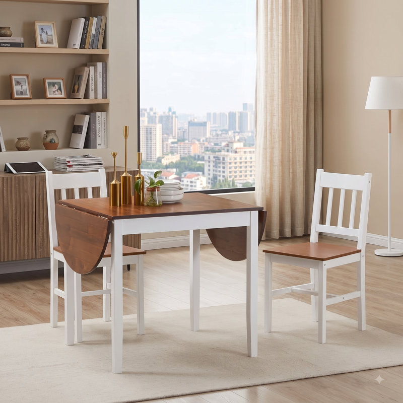 Table de salle à manger pliante en bois massif LifeSky : table gain de place en 3 tailles pour petits espaces – 43 % d’espace en plus pour 2 à 6 personnes – table de cuisine ovale extensible pour appartements et bureaux à domicile