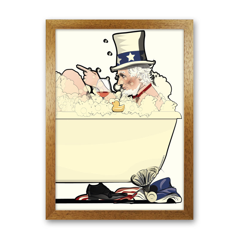 Uncle Sam Bath - Print, Oak Framed, 30cm H x 21cm W x 3cm D