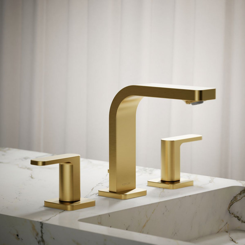 Parallel™Widespread Bathroom Faucet, 3-Hole Two Lever Handle Bathroom Sink Faucet, 1.2 GPM, Vibrant Brushed Moderne Brass