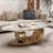 51" Luxurious Oval Coffee Table with Gold Base and Sintered Stone Top