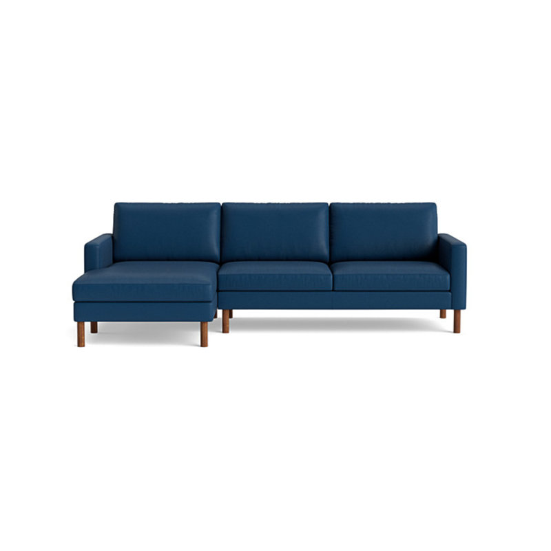 Laguna Chaise Sectional, Left Hand Facing, Leather - Deep Blue