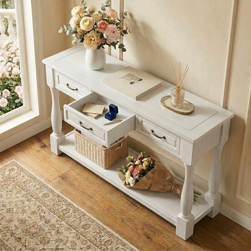 Console de 63,41 po Smithmill, Blanc antique