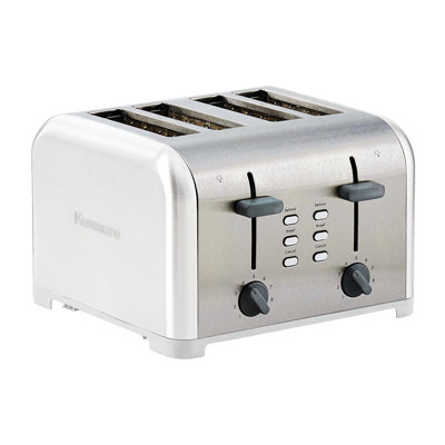 Kenmore 4 Slice Stainless Steel Toaster with Dual Controls, Extra Wide Slots and Bagel & Defrost