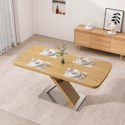 Table de salle à manger extensible 47,25 po - 63 po blanche brillante pour 4 à 6 personnes (table unique)