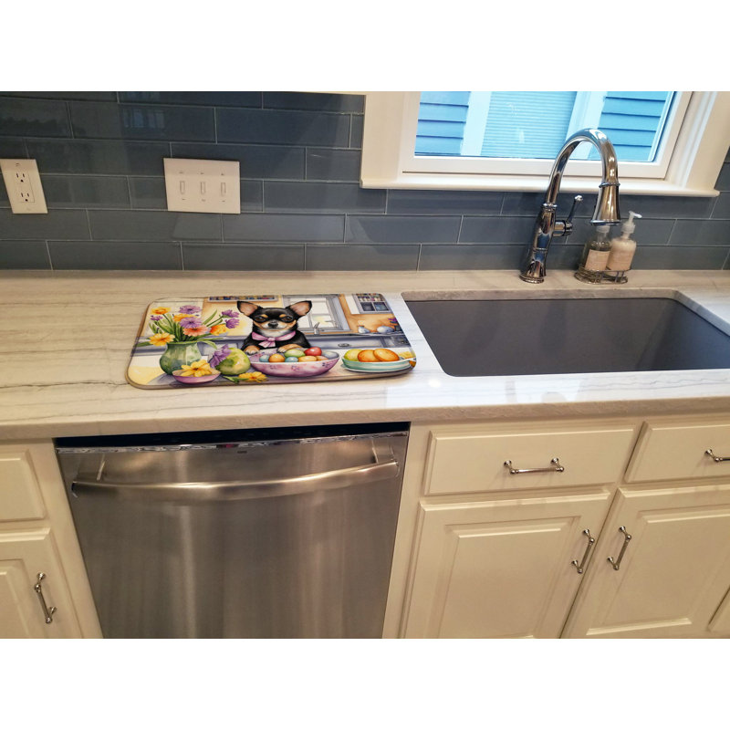Decorating Easter Chihuahua Dish Drying Mat