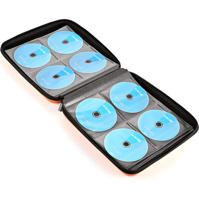Étui CD, étui de protection zippée pour 192 disques, idéal pour la voiture | Résistant aux chocs grâce à sa matière EVA, double fermeture éclair, poignée de transport, organisateur de DVD, pochettes antidérapantes, pour la maison, le bureau et les voyages