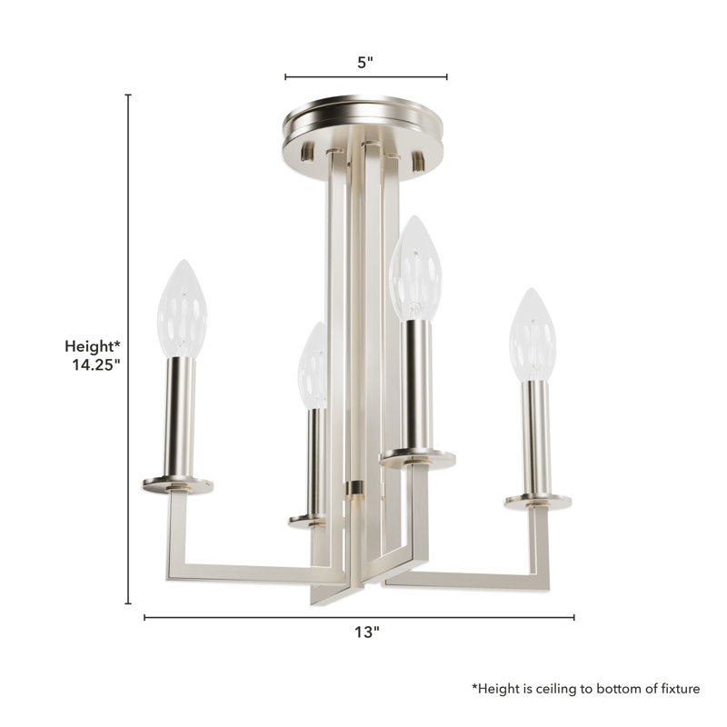 4 - Light Candle Style Classic Chandelier, Brushed Nickel