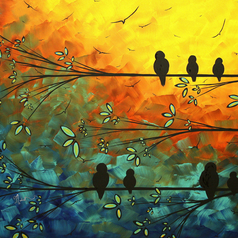 Renley Madart Inc. Birds Of A Feather - impression sur toile tendue, H 12 po x l 12 po, Non, Toile tendue