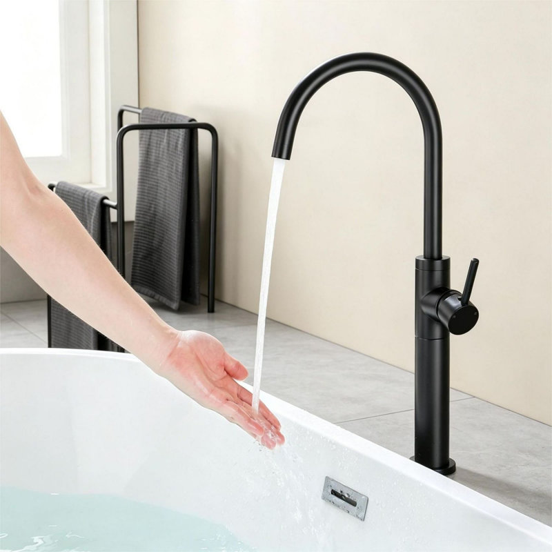 Robinet de baignoire autoportant, Noir mat