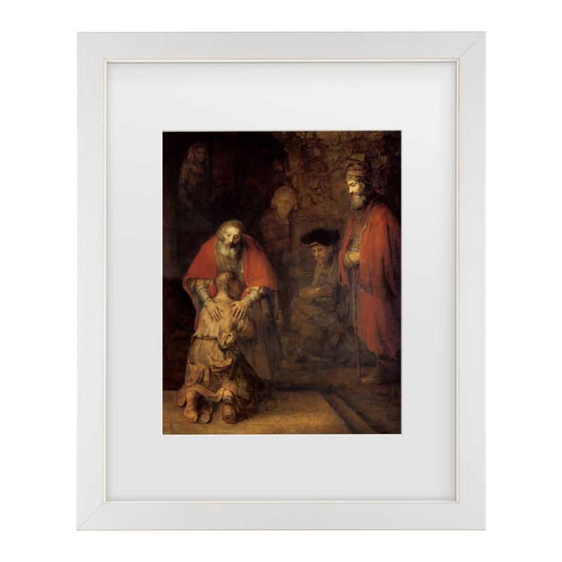 «Rembrandt, retour du fils prodigue», art encadré mat, H 22 po x l 18 po x P 0,75 po, Blanc