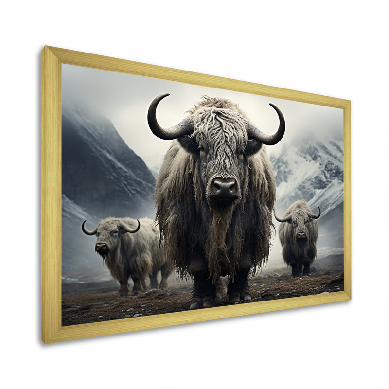 Scène de pâturages monochromes sur toile, Cadre doré simple, H 16 po x l 32 po x P 1 po