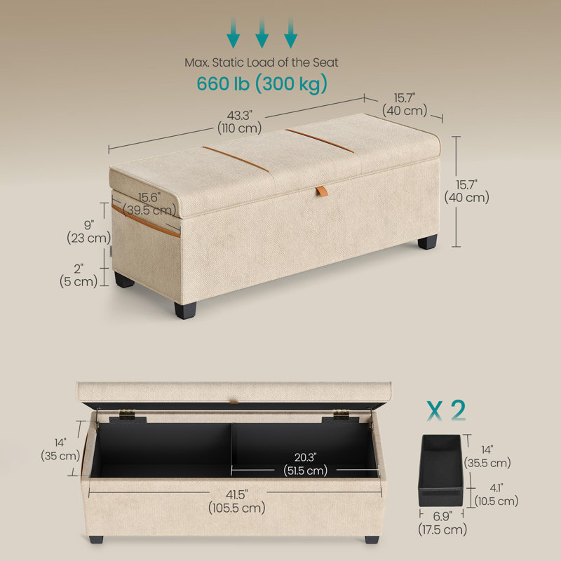 Storage Ottoman Bench, Cappuccino Beige