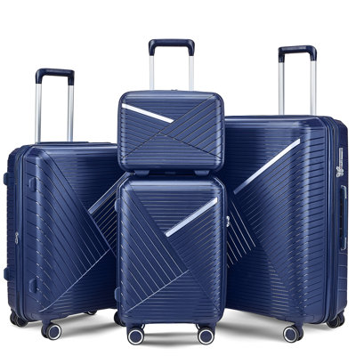 Ensembles de valises 4 pièces (14/20/24/28), valise légère extensible avec 4 roues pivotantes doubles à 360 degrés pour matériaux de transport