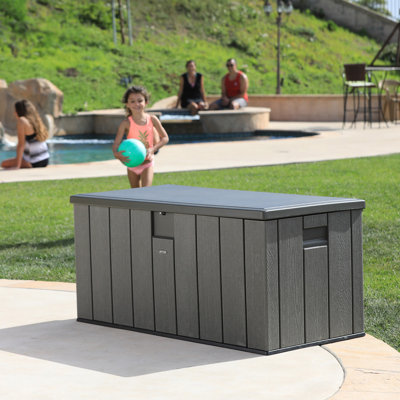 Lifetime 382.78cm W 8136.15L Water Resistant Polyethylene Plastic Lockable Deck Box in Brown