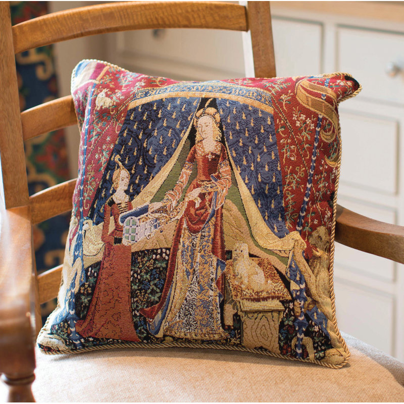  Lady and Unicorn Square Pillow Cover