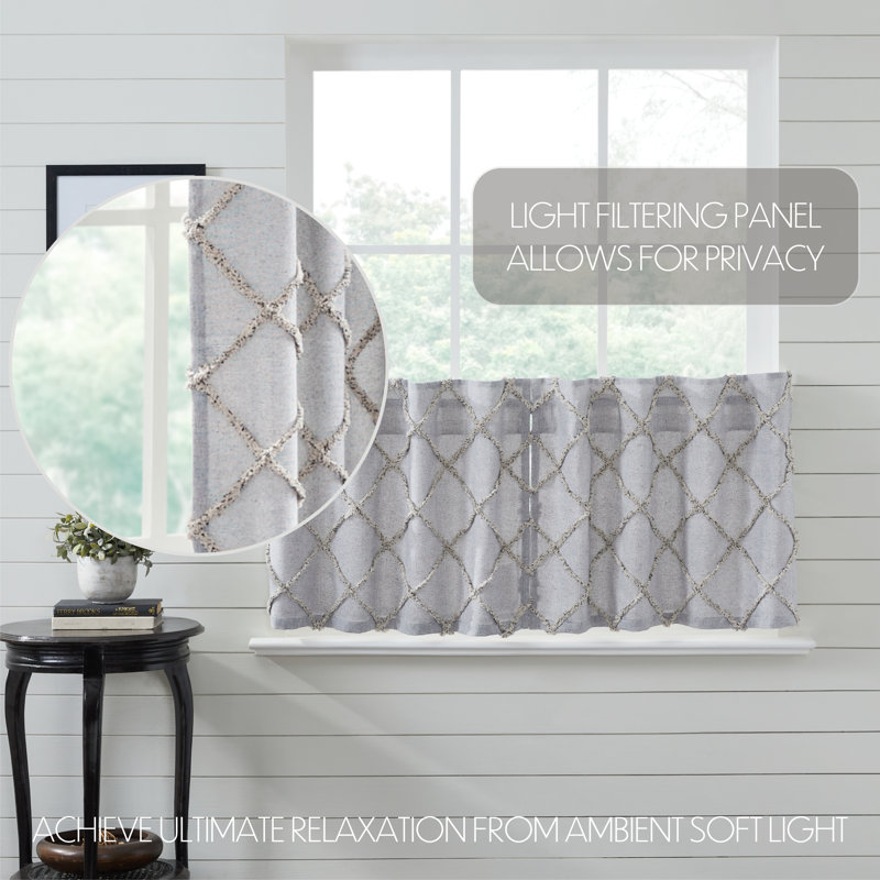 Strausstown Geometric Cotton Tailored 72'' W Cafe Curtain in, 36" W x 24" L