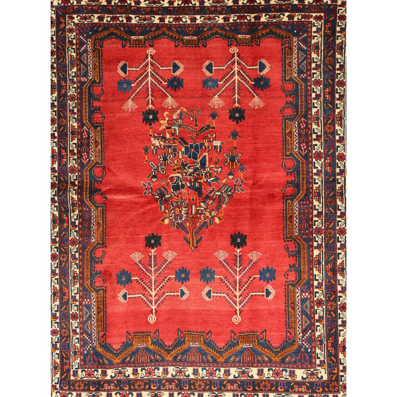 Tapis à motif oriental rouge / noir, Rectangle 5 pi x 8 pi