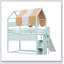 House Bed With Canopy, Slide & Built-In Bookshelves-245687788