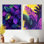 «Vibrant Leaf Explosion of Mauve I», ensemble de 2 impressions murales en métal mauve