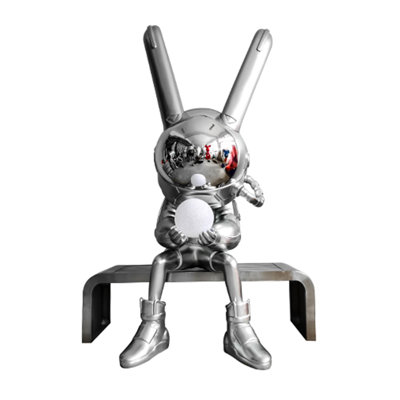 53.15" H Silver Space Rabbit LED Moonlight Floor Sculpture